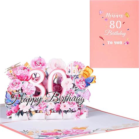 Huacici 3D Pop Up Biglietto Di Compleanno 80 Anni Biglietto Auguri 80