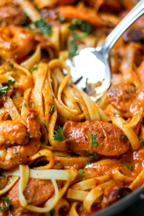 One Pot Creamy Cajun Shrimp Pasta With Sausage The Seasoned Skillet