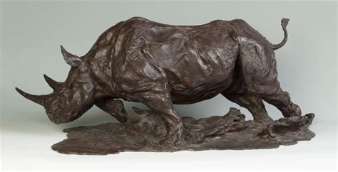 Charging Rhino Bronze Sculpture by Jonathan Kenworthy on artnet