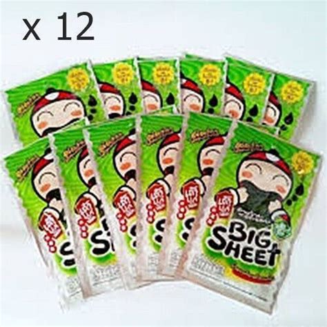 12 x packs BIG SHEET Original Flavour Snack Tao Kae Noi Crispy Roasted ...