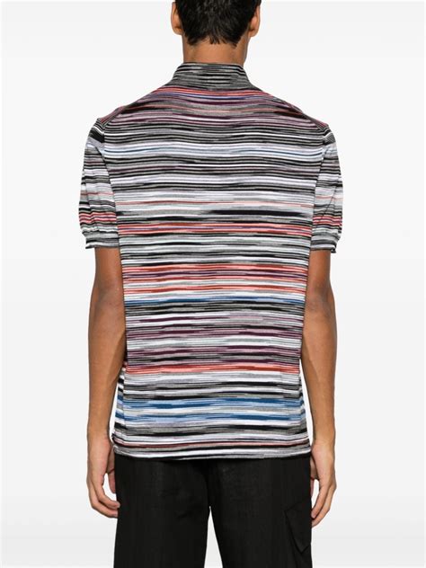 Missoni Striped Cotton Polo Shirt Black Farfetch