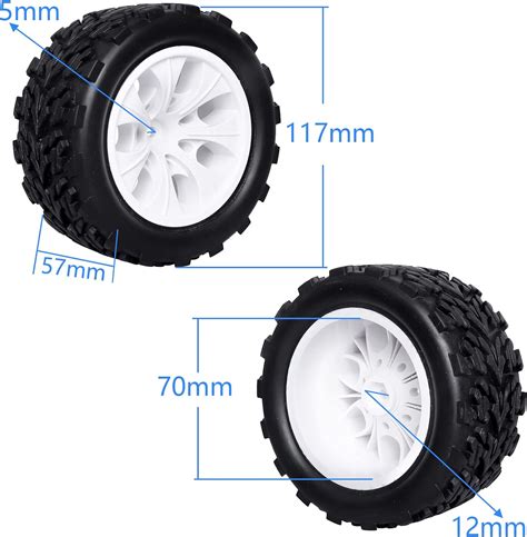 CrazyHobby Ruedas y neumáticos hexagonales de camión RC de 2 8 pulgadas