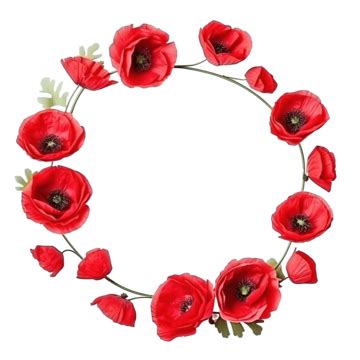 Round Frame With Red Poppy Flowers Frame Poppy Round PNG Transparent