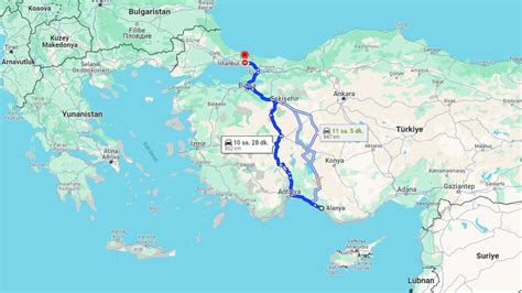 Alanya İstanbul arası kaç km İstanbul Alanya arası kaç saat Ankara