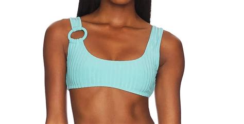 Solid Striped The Elle Ring Bikini Swim Top Greek Blue Size Small New