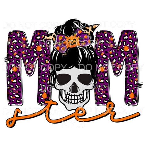 Martodesigns Momster Purple Orange Leopard Skull Messy Bun