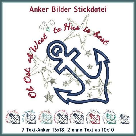 Stickdateien Anker Anchor Embroidery Applikation Stickmuster Etsy De