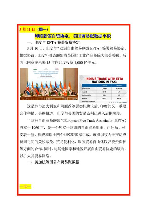 中国国际贸易促进委员会江苏省分会 周讯 印度新签自贸协定，美国贸易账数据平淡