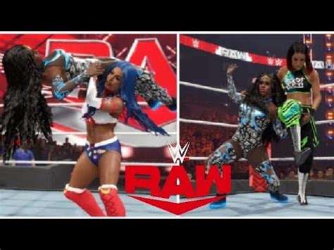 WWE 2K23 RAW BAYLEY HELPS MERCEDES MONÈ VS TEAM B A D YouTube