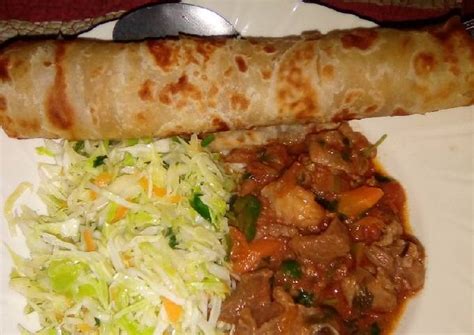 Recipe Of Perfect Chapati Served With Beef And Steamed Cabbage