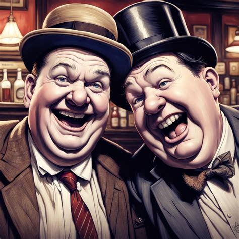 Laurel And Hardy Having A Laugh In The Pub Ballpoint Artwork Ai