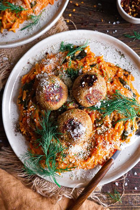 Boulettes Vegan Orzo Cr Meux La Tomate Vegan Meatless Balls With