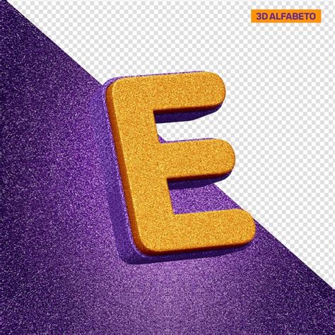 Letra E Do Alfabeto D Textura De Glitter Laranja E Violeta Psd