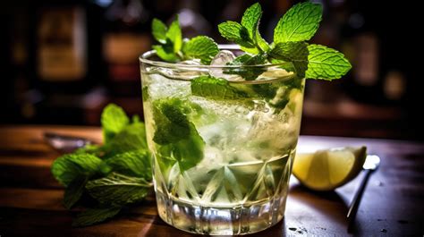 Refreshing Mint Mojito with a sprig of mint and lime slices