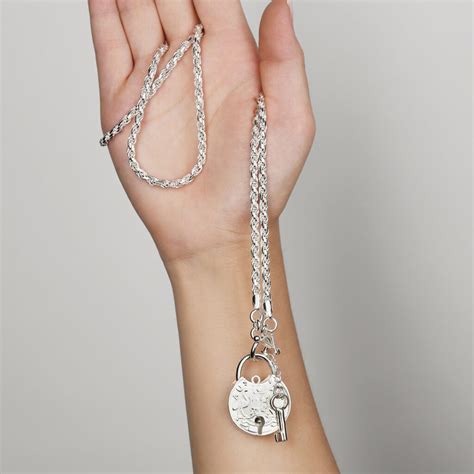 Diamond Cut Rope Chain Necklace With Large Coin Padlock Von Treskow