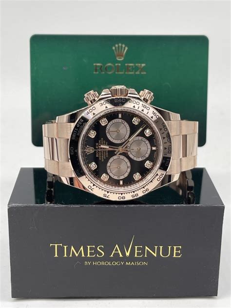 Mint 2024 Jan Rolex Daytona Full Rose Gold 126505 Black 8PT Diamonds