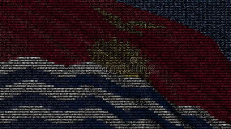 Waving Flag Of Kiribati Made Of Text Symbols On A Computer Screen