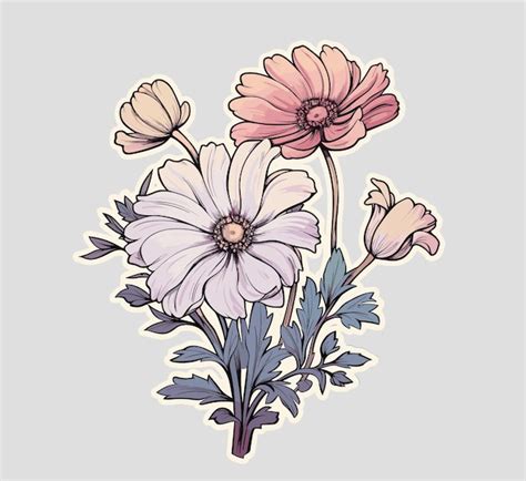 Premium Vector Flowers Sticker Vector