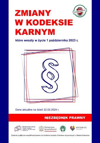 Zmiany W Prawie Karnym Niezb Dnik Prawny Katowice