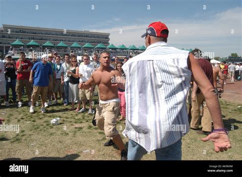 Fighting In The Infield Of Kentucky Derby Stock Photo 14926555 Alamy