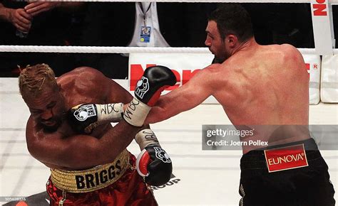 Vitali Klitschko Hits Shannon Briggs During The Wbc Heavyweight World