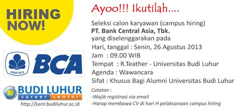 Campus Hiring Bank Central Asia Bca Budi Luhur Career Center