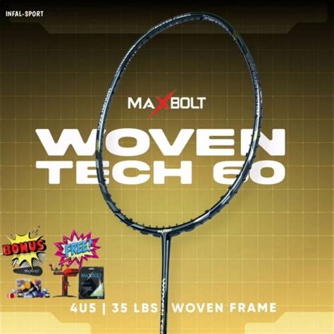 Jual Raket Badminton Original Maxbolt Woven Tech 60 35 Lbs Bonus Tas