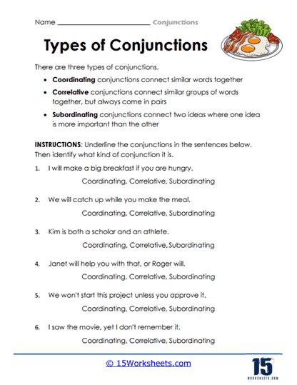 Conjunction Worksheet Have Fun Teaching Worksheets Library