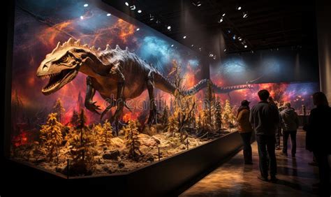 Dinosaur Exhibit in Natural History Museum Stock Photo - Image of ...