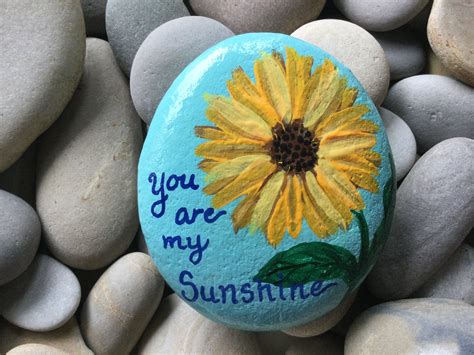 Sunflower Garden Rock Art, Sunflower You Are My Sunshine Art, Gift for ...