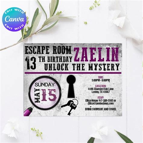 Editable Invitation Escape Room Invitation Escape Room Etsy