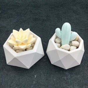 Candle Holder Silicon Mold Diamond Succulent Plant Wax Casting Gypsum