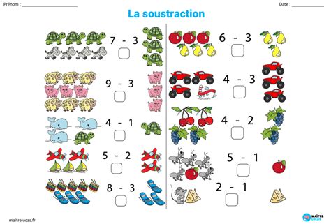 Fiches Exercices Soustractions Exercices Pour Cp Ce Ma Tre Lucas