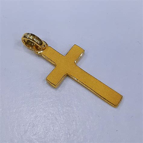 24k Solid Gold Cross Pendant Pure Gold By Estherleejewel Etsy