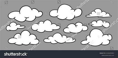 Doodle Set Clouds Vector Illustration Stock Vector Royalty Free