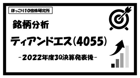 【銘柄分析】ティアンドエス（4055） 2022年11月期第3四半期決算発表後 ほっこり10倍株研究所（仮名）