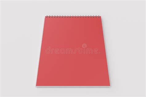 Caderno Vermelho Vazio Espiral Do Metal Limite No Fundo Branco