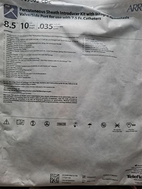 New Arrow Am 09803 Cdc Lot Of 7 Percutaneous Sheath Introduced Kit With