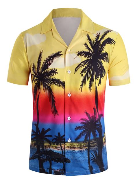 35 Off 2021 Hawaii Style Casual Short Sleeves Shirt In Yellow