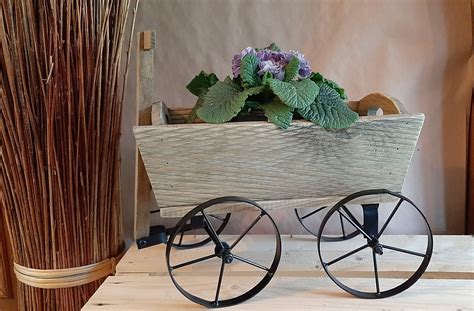 Rustic Mini Wooden Wheelbarrow Planter Quirky Wooden Etsy