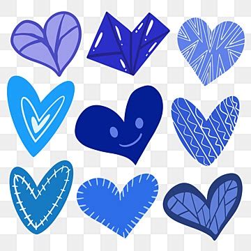 Blue Heart Sticker Clipart Hearts Mashup Vector Illustration Valentine