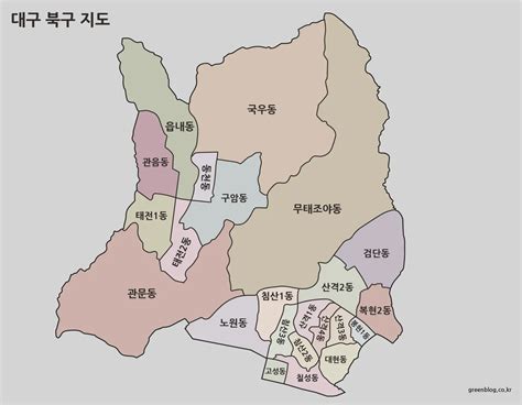대구 북구 지도｜금호강 남북으로 이어지는 생활권과 행정구역 정리 | GREEN MAP