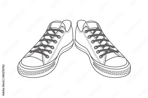 Drawing Of Sports Shoes Youth Easy Footwear Stock Vector Adobe Stock