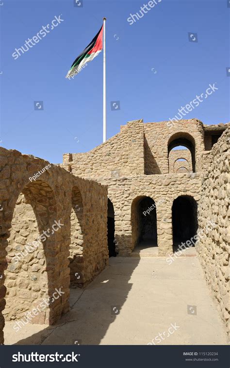 Aqaba Mamluk Fort Jordanian Flag Background Stock Photo 115120234