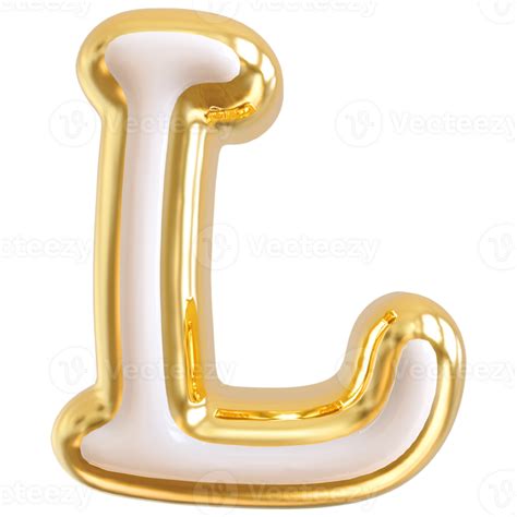 Gold Bubble Letter L Font 3d Render 36305044 Png