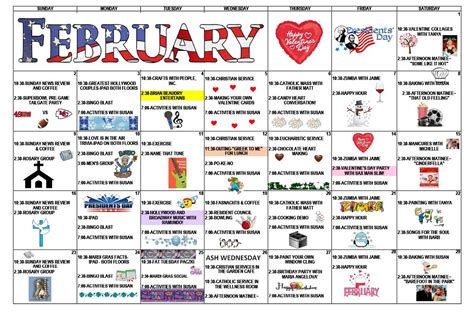 March Activity Calendar For Nursing Home - Abbye Annissa