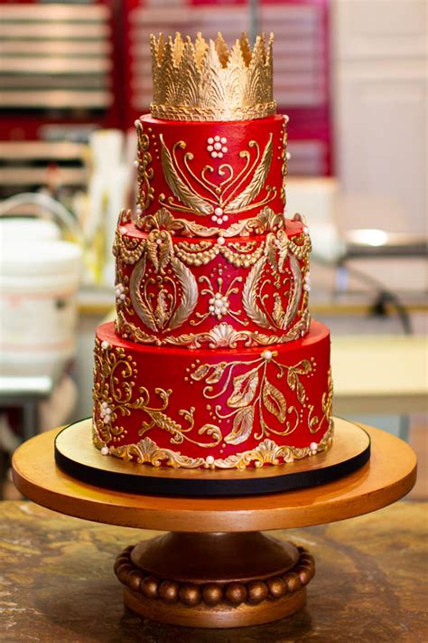 Red And Gold Wedding Cake