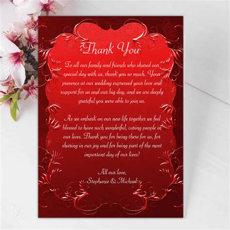 Decorative Red Wedding Thank You Card Zazzle