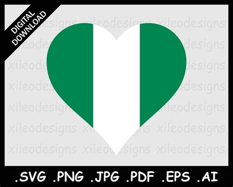 Nigeria Heart Flag SVG Nigerian Love Shape Country National - Etsy