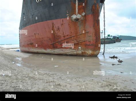 Ran Aground Oil Tanker Ship In Thailand Stock Photo Alamy